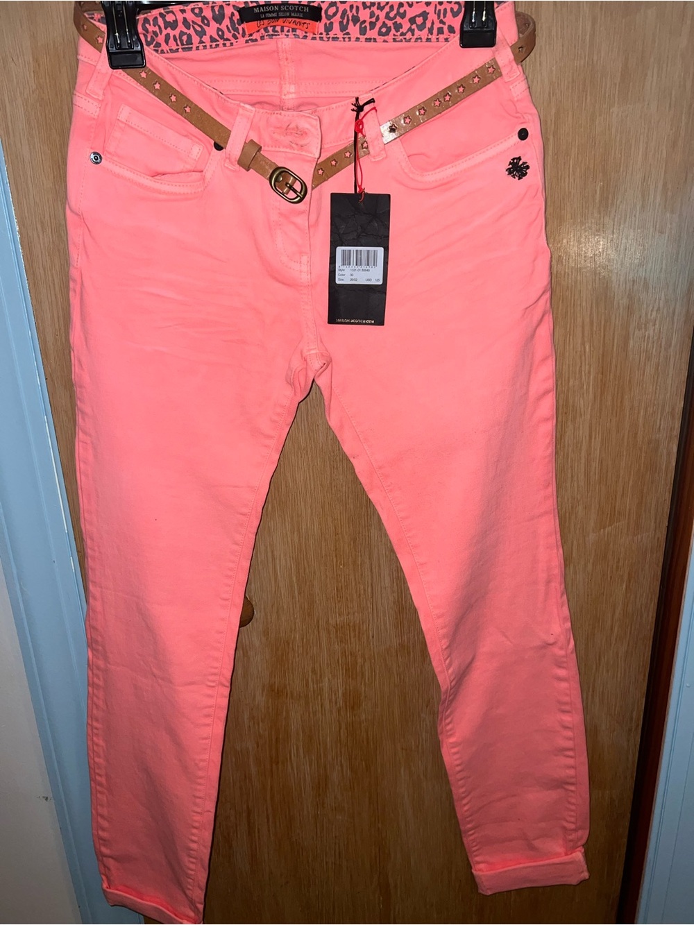 Scotch & Soda Neon Coral Skinny Jeans